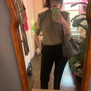 Short sleeve blouse with mock neck